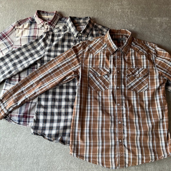 Goodfellow & Co Other - Goodfellow & Co Old Navy Pearl Snap Mossimo Mens Plaid Button Down Shirts Med Sm